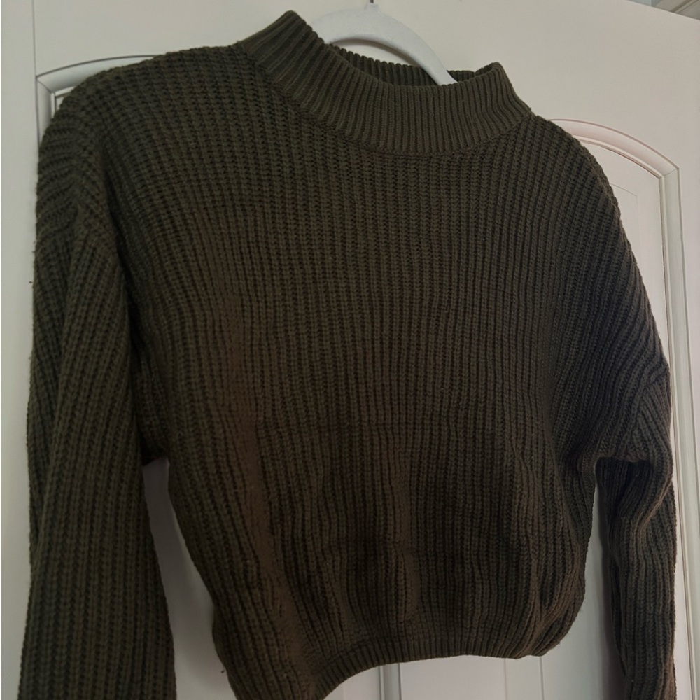 GREEN COWL NECK SWEATER